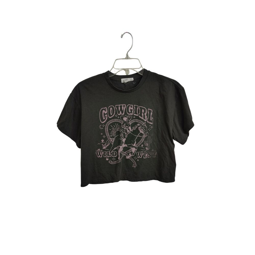 Outlaw Medium‎ Black Cowgirl Wild West Graphic Crop Top